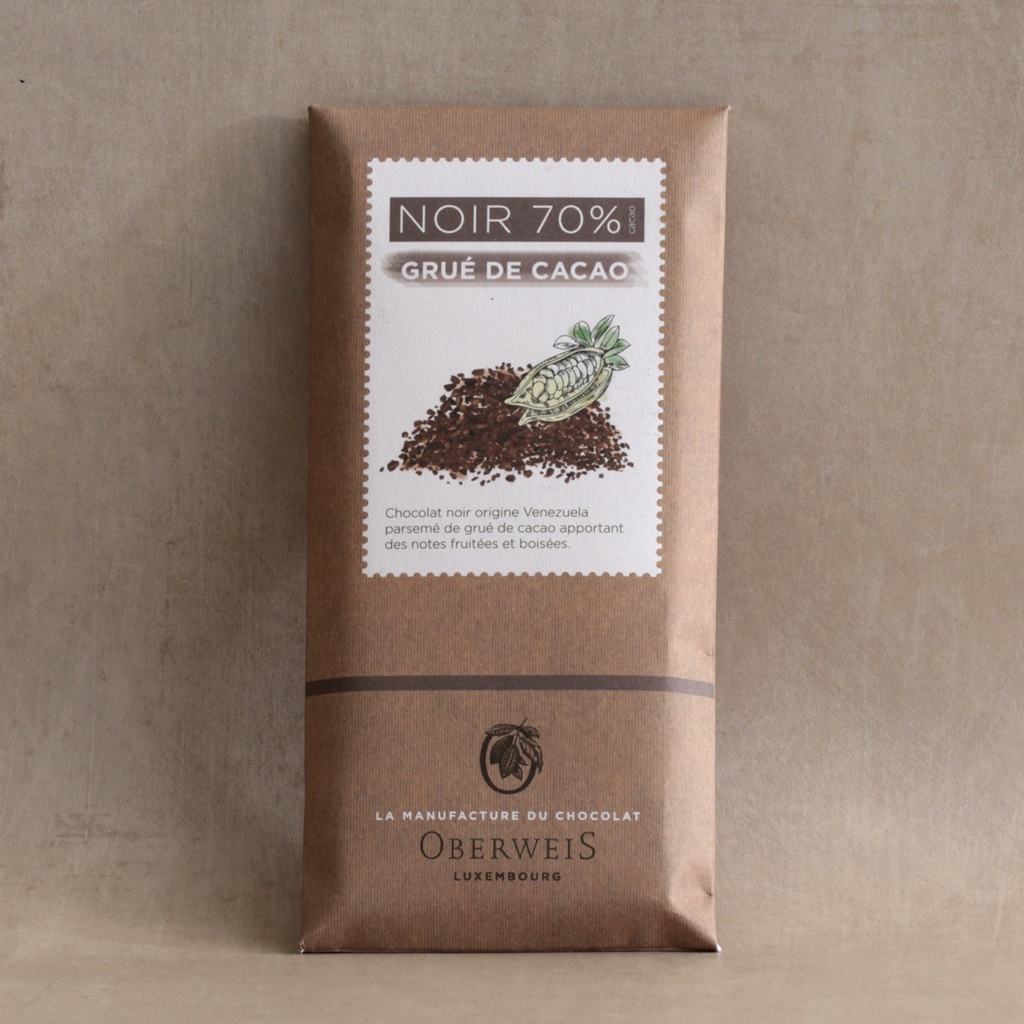 Tablette chocolat noir origine Venezuela 70% au grué de cacao - 90 g