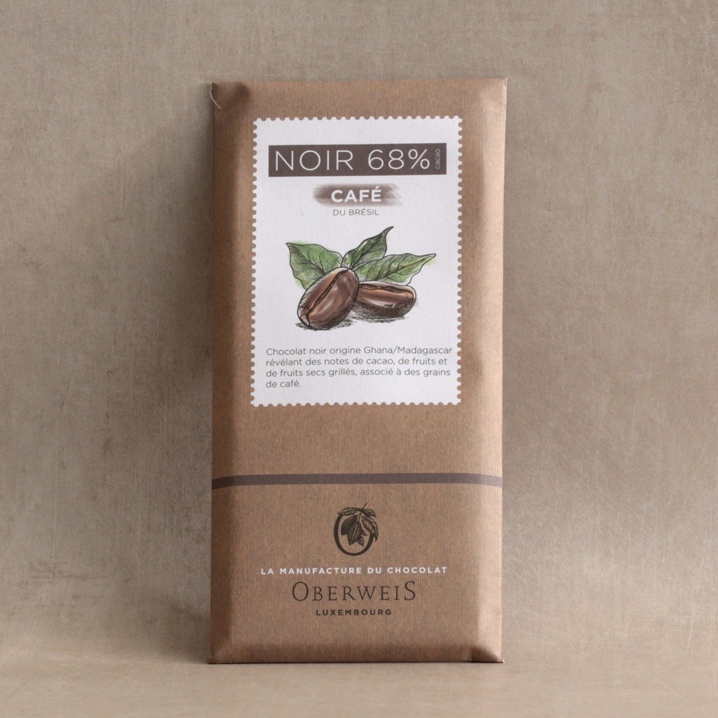 Tablette chocolat noir 68% et café - 90 g