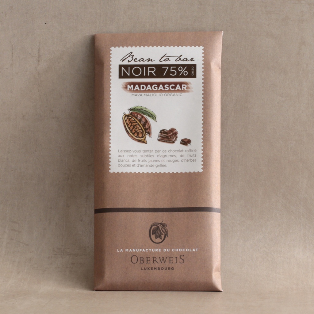 Tablette chocolat noir origine Madagascar 75% - 90g