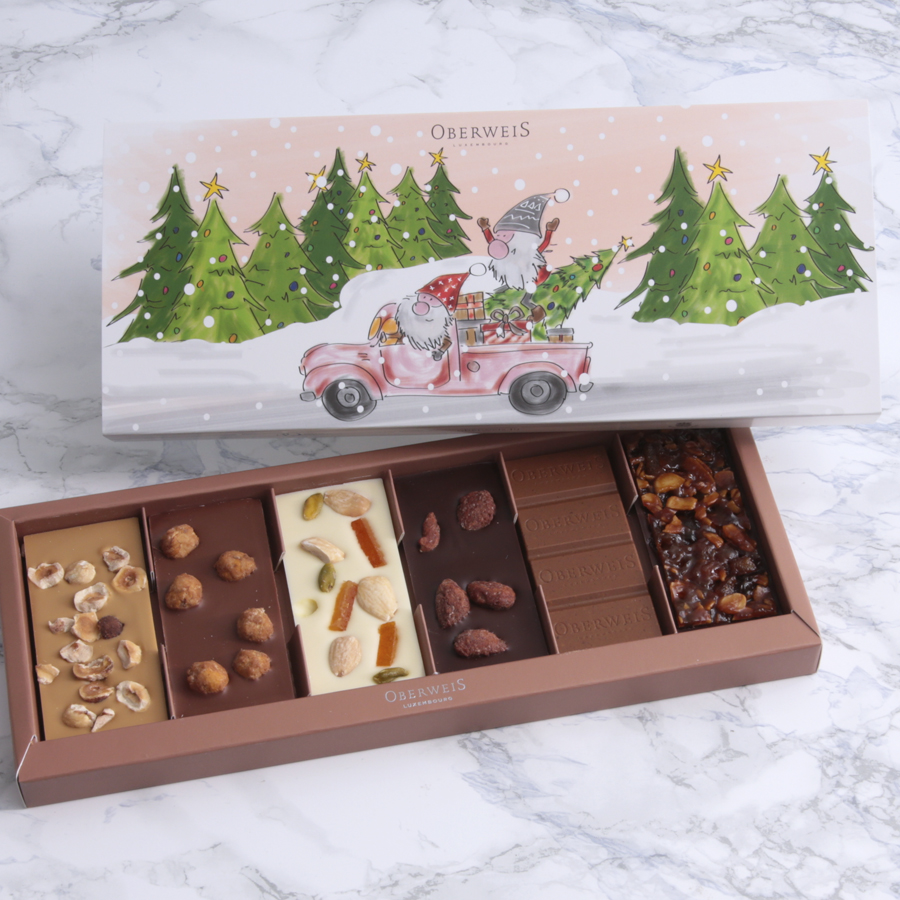 Coffret gourmand 6 tablettes décorées Noël