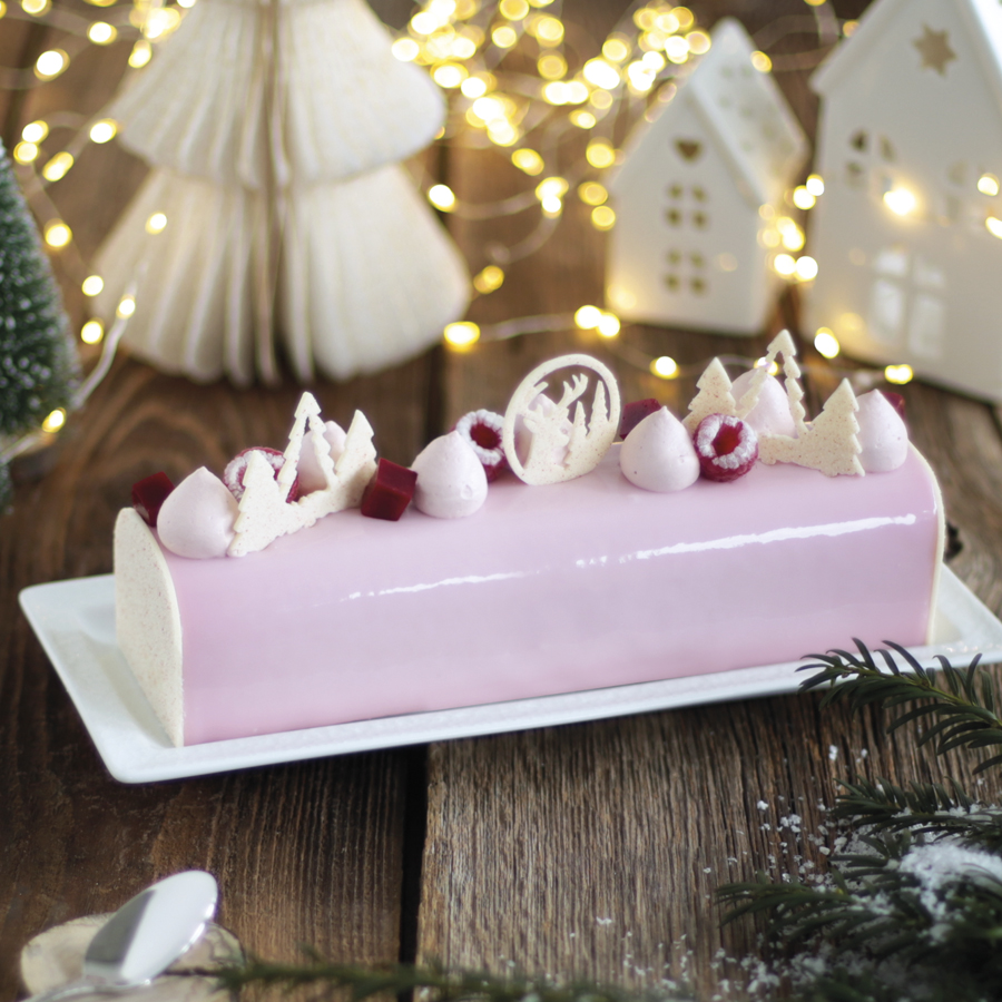 Bûche nuage framboise