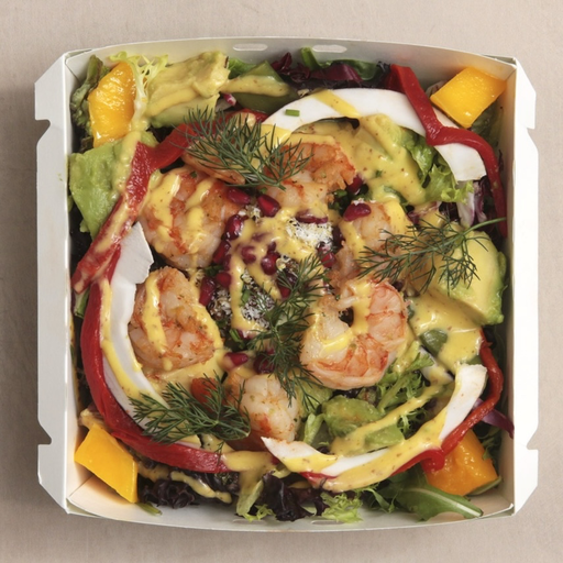 [006883*] Large scampi salad with exotic flavors