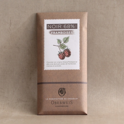 [007098*] Tablette 90g chocolat noir 68% et framboises