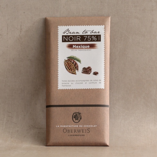 [007432*] Tablette 90g chocolat noir Bean to Bar Mexique 75%