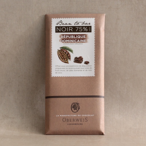 [011507*] Tablette 90g chocolat noir Bean to Bar République Dominicaine 75%