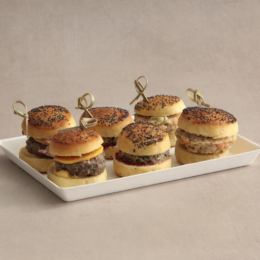 [014215*] Platter with 6 mini burgers